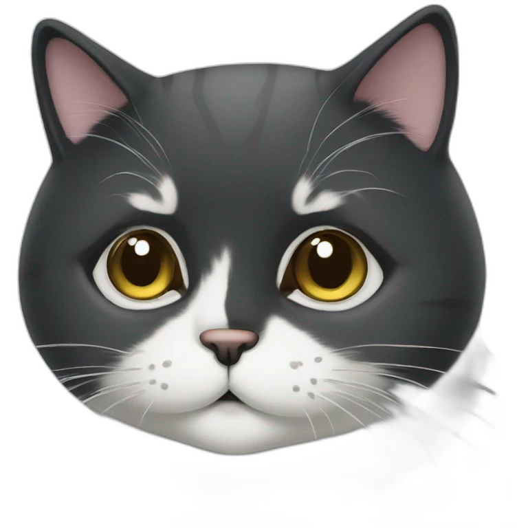 cute chubby black-and-white-cat emoji