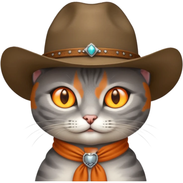 Gray short haired cat wearing a cowboy hat no jewels  emoji