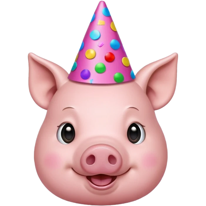 Party Pig – small pig with cone party hat and confetti emoji