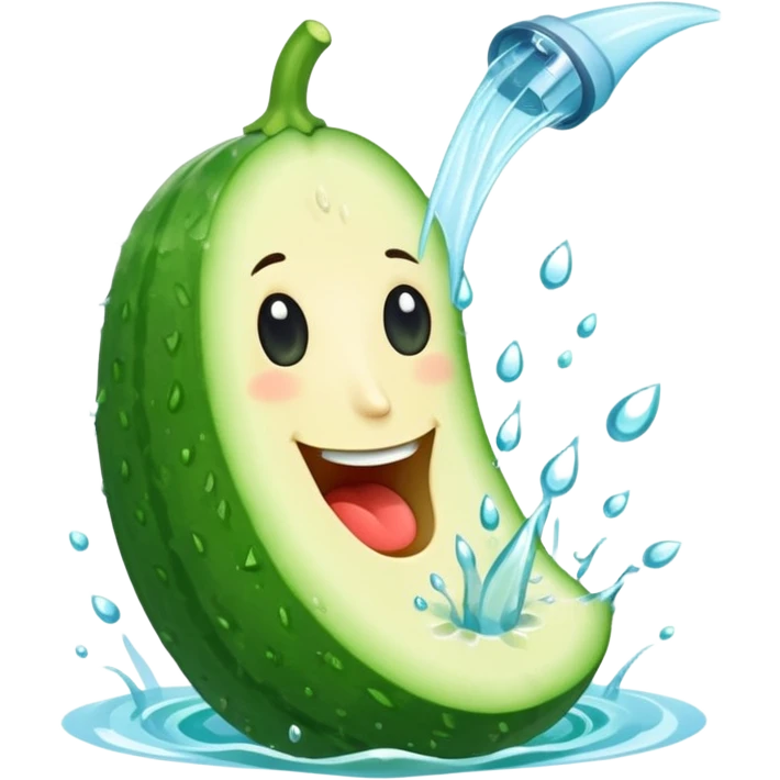 Cucumber squirting water from top emoji