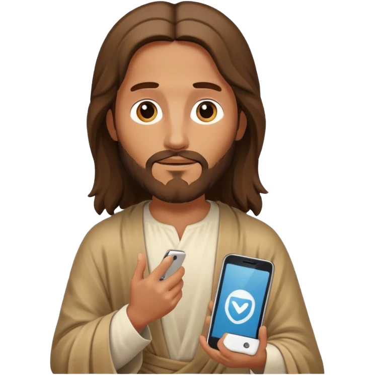 Jésus sur son téléphonesur son téléphone en train de le regarder emoji