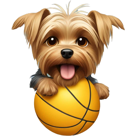Yorkshire terrier play with the ball emoji