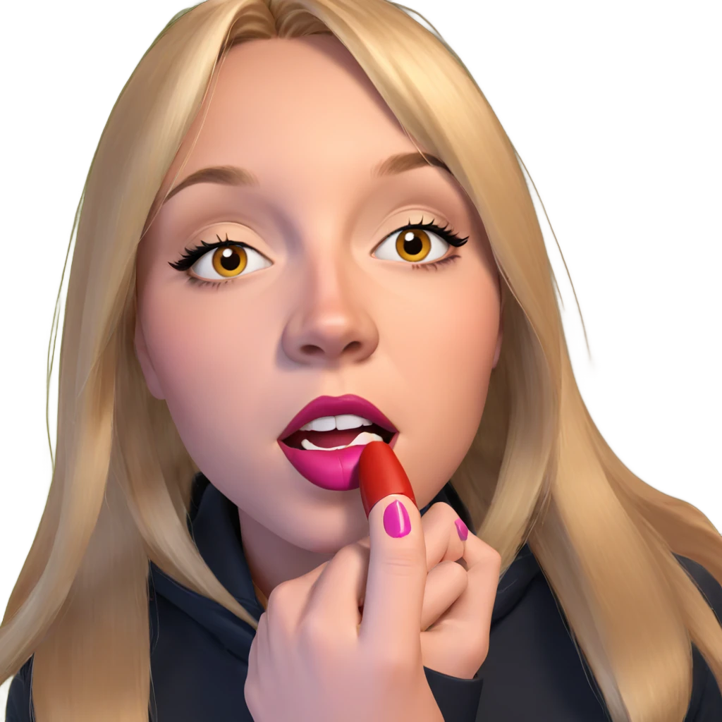 blonde girl applying lipstick emoji