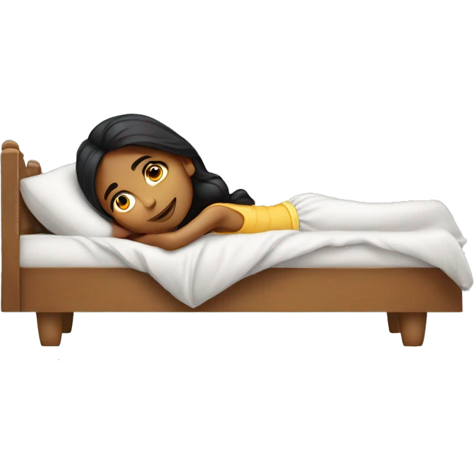 A Indian girl who is lying down on her bed she is very pretty emoji