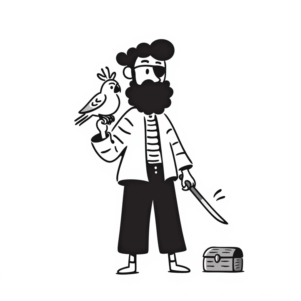 old pirate with a parrot on his shoulder emoji