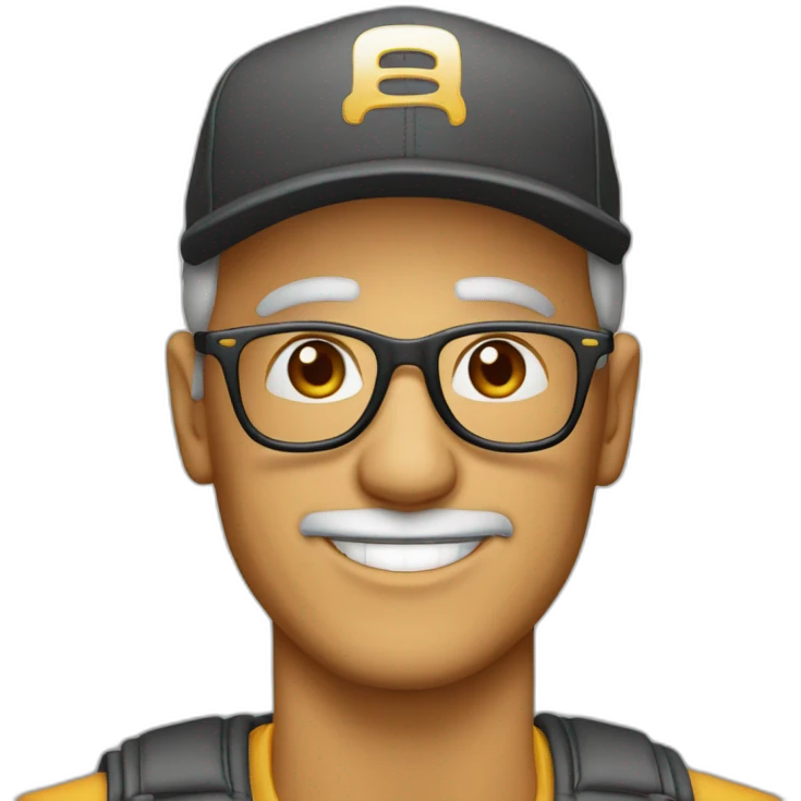 Hombre 60 años con gafas i gorra emoji
