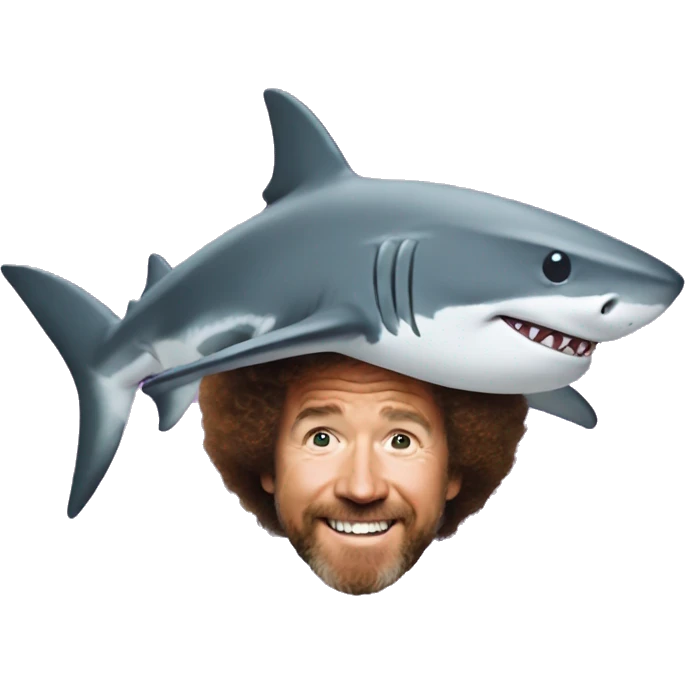 Shark Bob Ross wearing Will Wood as a hat emoji