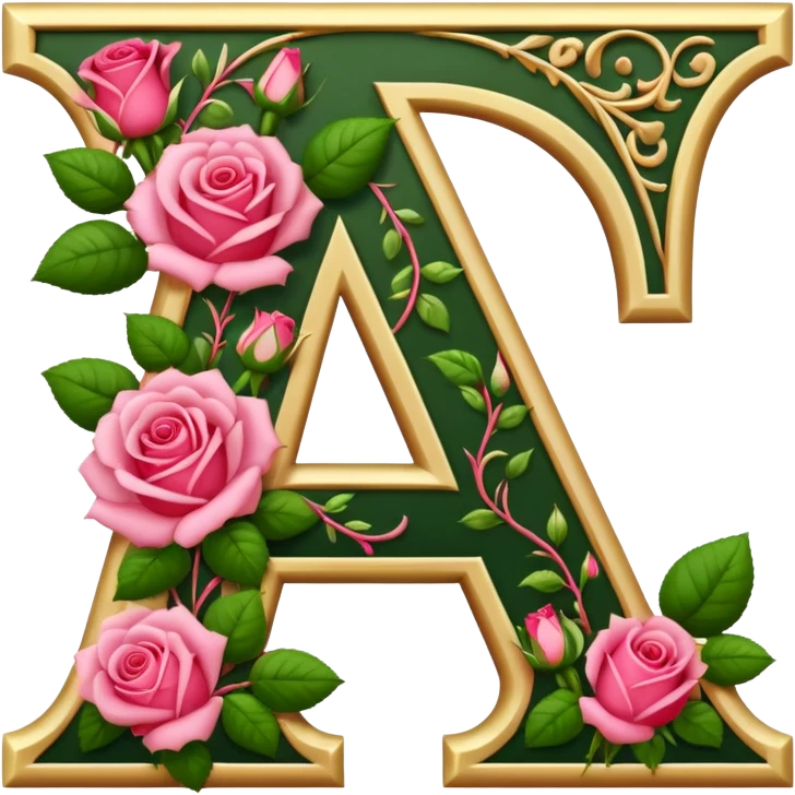 A letter 'A' decorated with the flowers emoji
