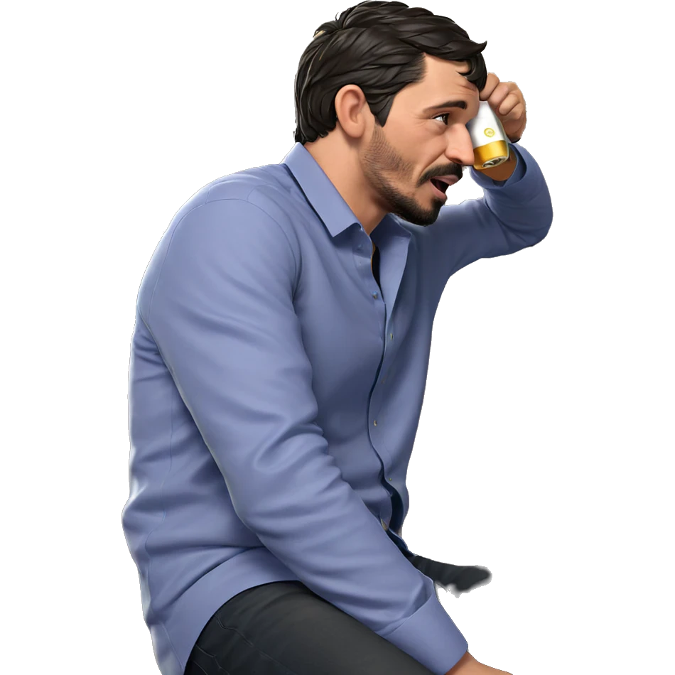 young man enjoying a beer emoji