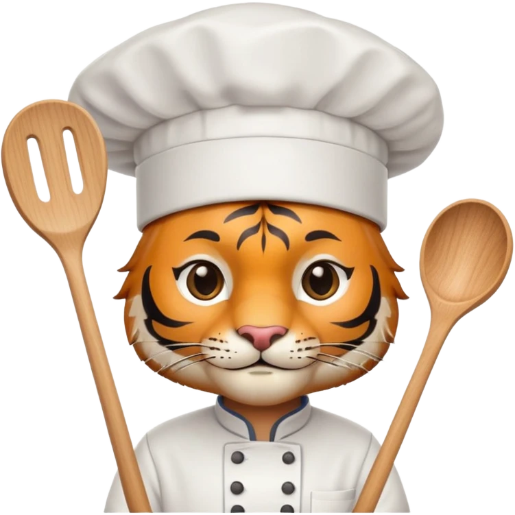 Tiger chef with chef hat and spatula emoji