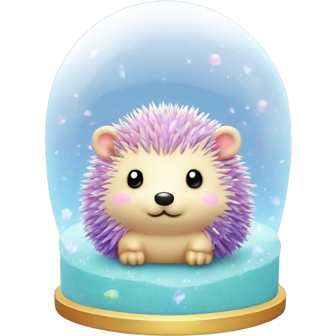 Kawaii rainbow pastel bedazzled hedgehog in an under the sea snow globe  emoji