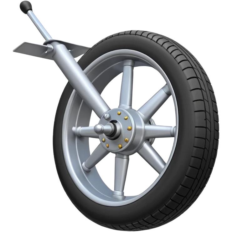 Emoji-style aircraft landing gear with a single wheel and strut, simplified design, clean lines, cartoon-like, isolated on white background, minimal shading emoji