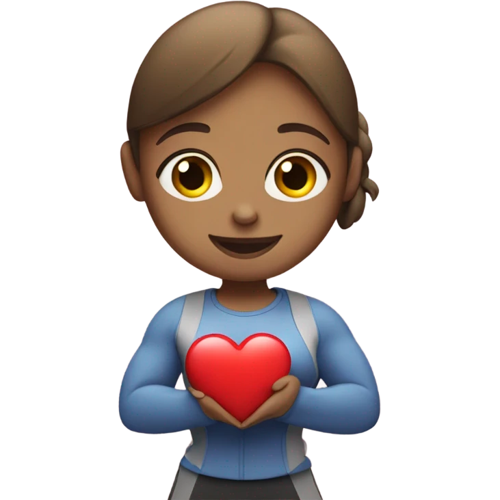 Cute lady weight lifter with heart emoji