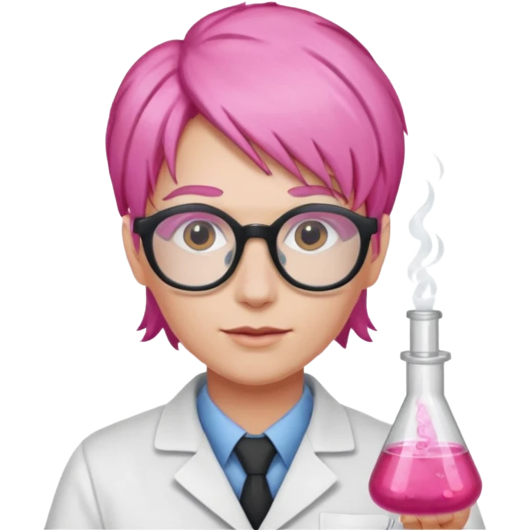 Scientist with pink hair AND pink glasses emoji