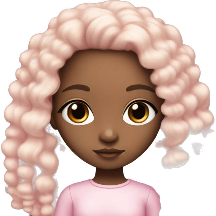 Brown doll eyes, black hair, feminine, pink, girl, angelic emoji