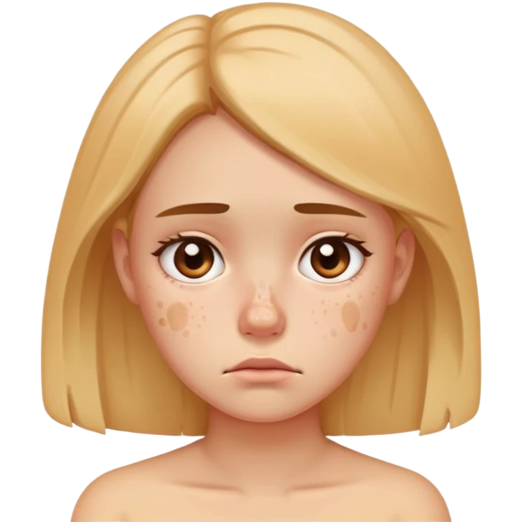 a girl with acne and looking sad emoji