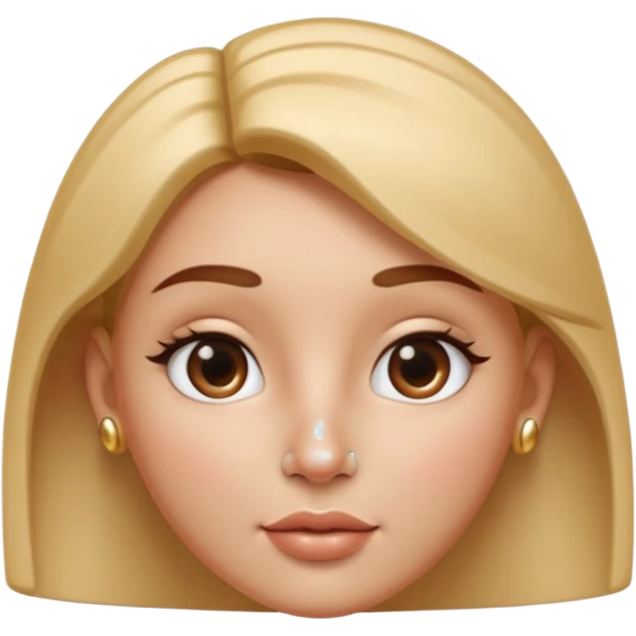 A 3D cartoon woman with a shiny metallic nose pin clearly visible on her left nostril, soft skin tone, Memoji-style lighting. emoji
