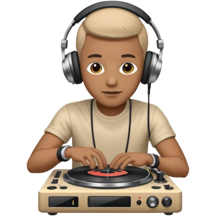 a DJ with headphone and a turntable emoji