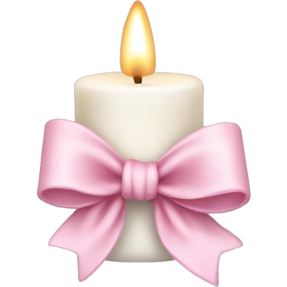 White candle light pink bow emoji