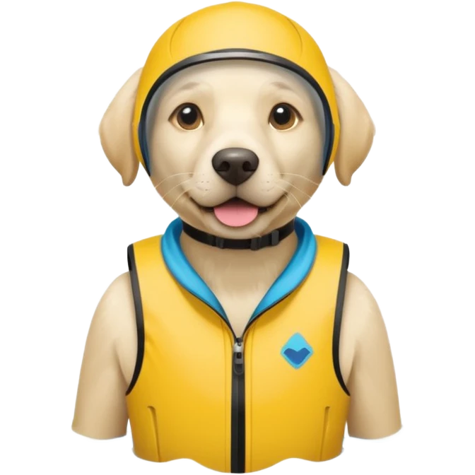 White labrador with snorkel and and swimmers vest emoji