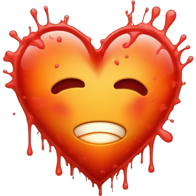 bleeding red heart glowing red-orange with splatter emoji