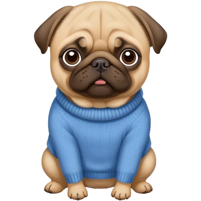 pug in a blue sweater emoji