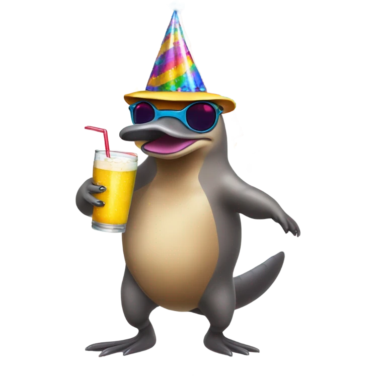 platypus living its best life and partying emoji