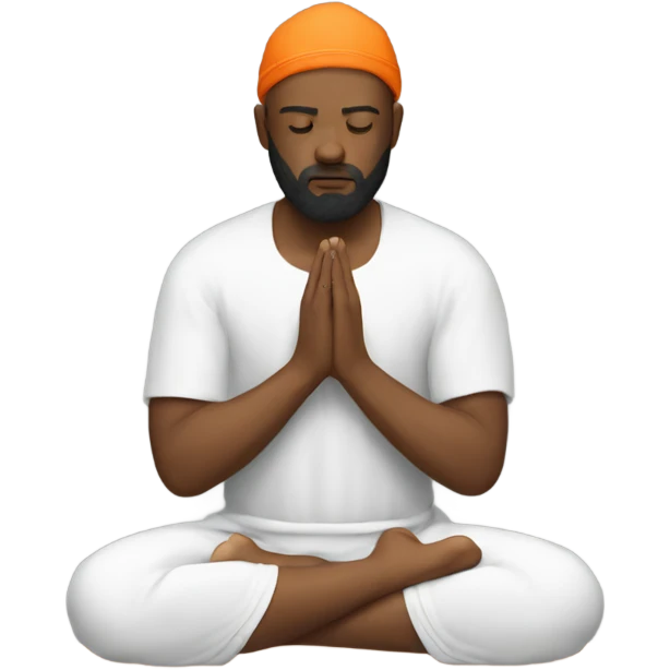 man with orange beard and boxer cut, square galses as he praying  emoji