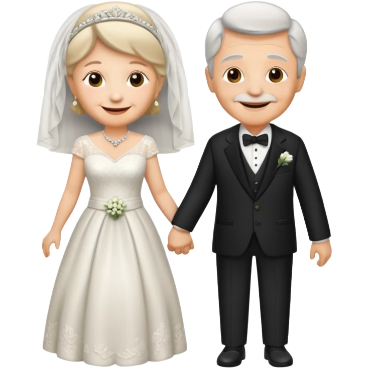 old couple in wedding setup emoji