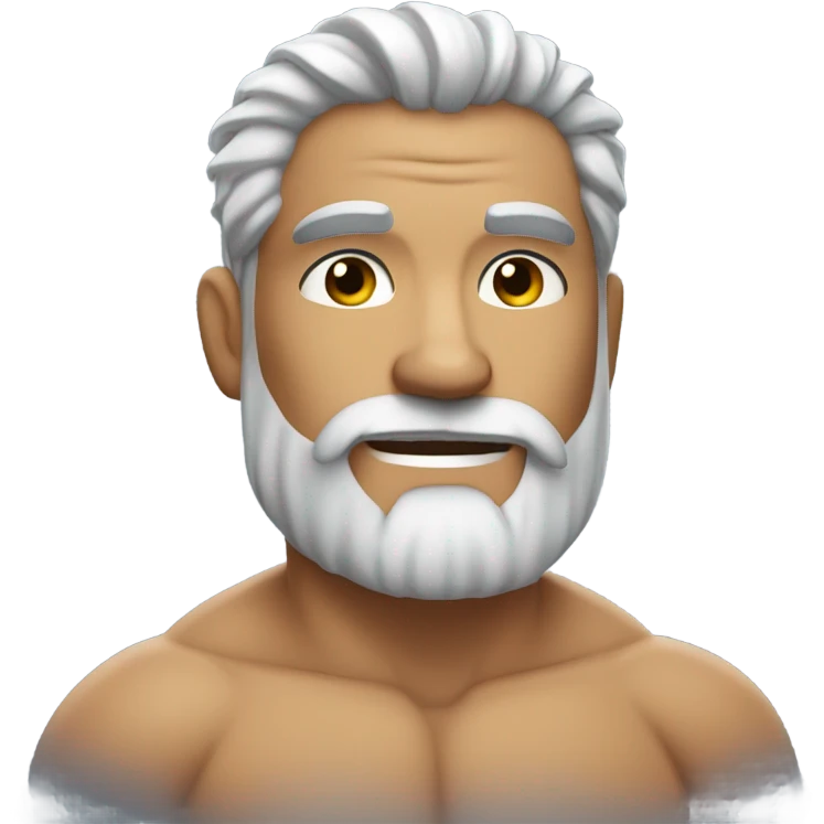 Hot bearded shirtless muscled dad, salt and pepperhair emoji