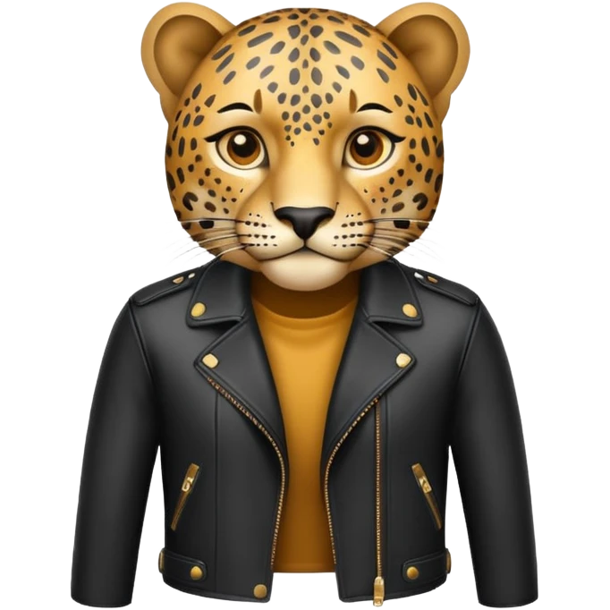 leopard in stylish leather jacket emoji