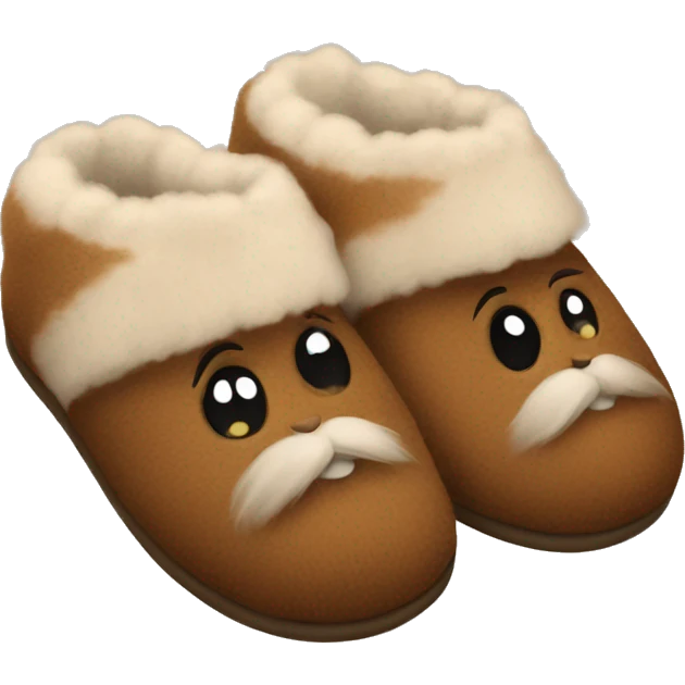 Brown fluffy slippers  emoji