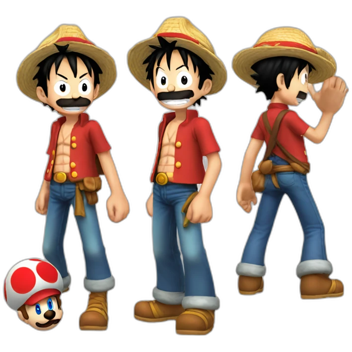 luffy déguiser en Mario emoji