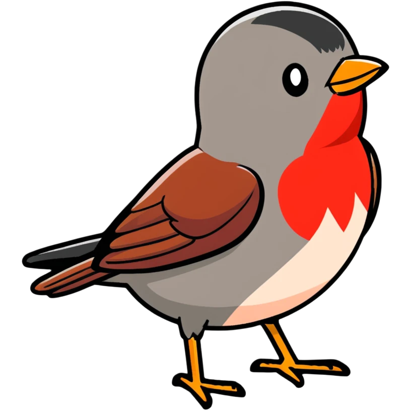 sweet little red robin bird emoji