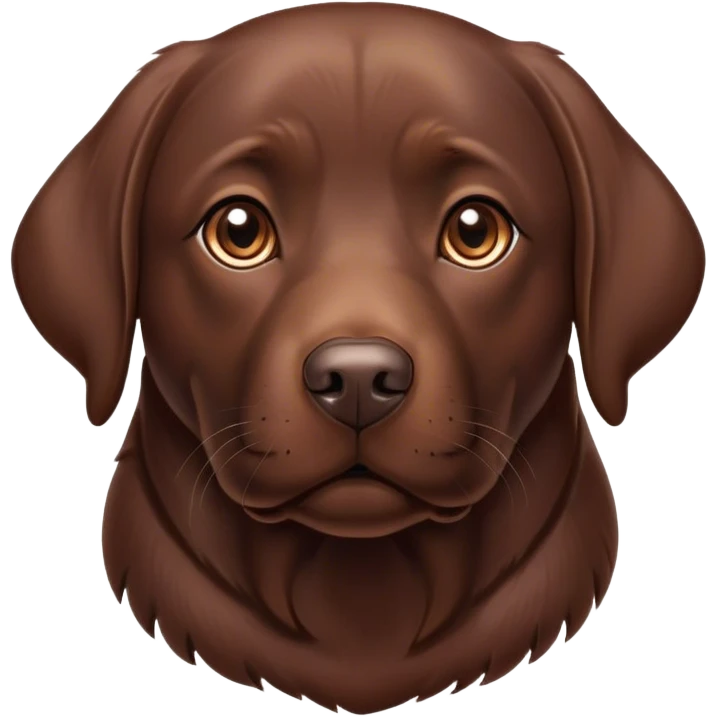 Cinematic Noble Chocolate Labrador Portrait Emoji, Poised and regal, with a robust, muscular build and a rich, glossy chocolate Fur, deep-set soulful brown eyes, Simplified yet sharp and sophisticated features, highly detailed, glowing with a soft, dignified glow, high shine, intelligent and gentle, stylized with an air of confidence, focused and attentive, soft glowing outline, capturing the essence of a watchful and loving companion, so majestic it feels as though it could bound out of the screen with effortless authority! emoji