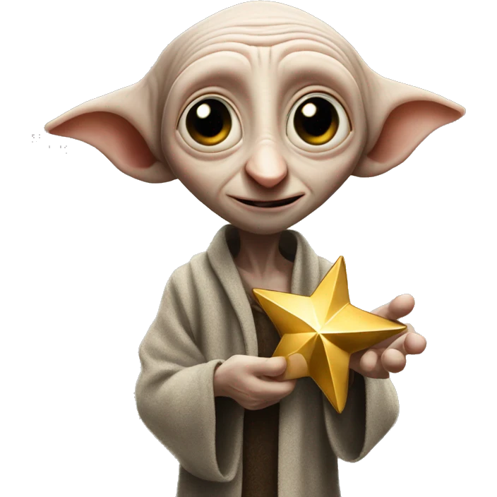 Dobby holds a golden star in his hand emoji