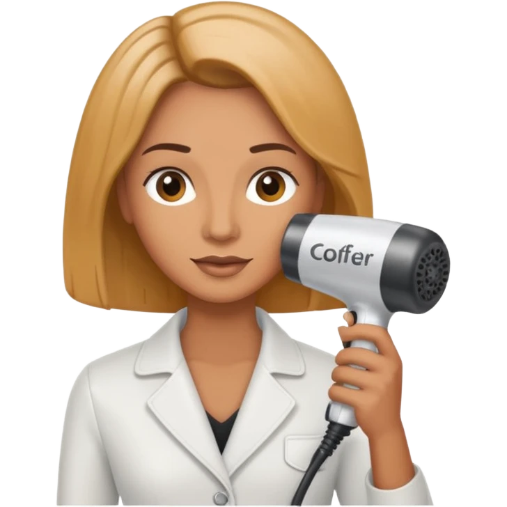 Parrucchiera con il phon in mano e la scritta coiffeur assunta emoji