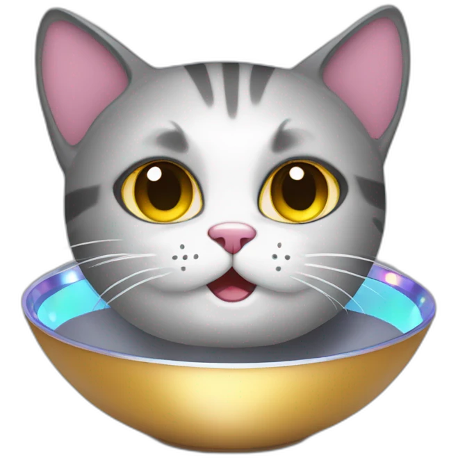 Cat with disco bowl emoji