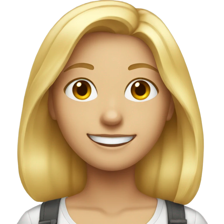 blonde girl smiling in shirt emoji