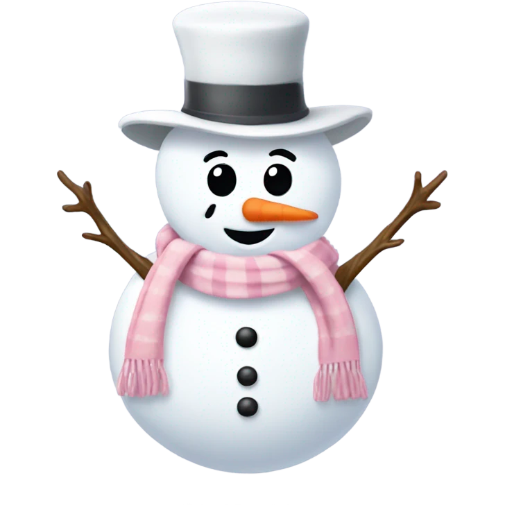 Cute white and light pink snowman emoji
