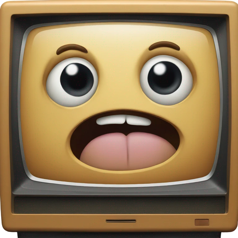 A television that looks very surprised emoji