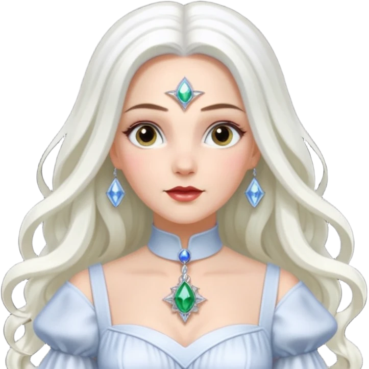 Good Witch of the North from the Wizard of Oz with long white hair, white outfit emoji
