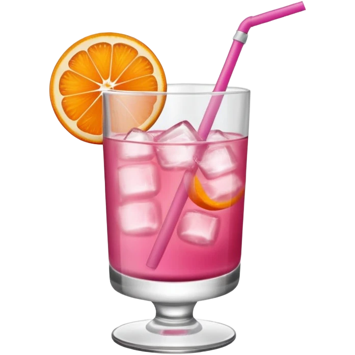 Pink drink in a short glass with one orange slice on the rim emoji