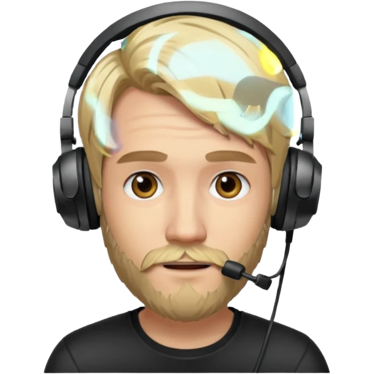 "Illustrate PewDiePie with blond hair, trimmed beard & gamer headset." emoji