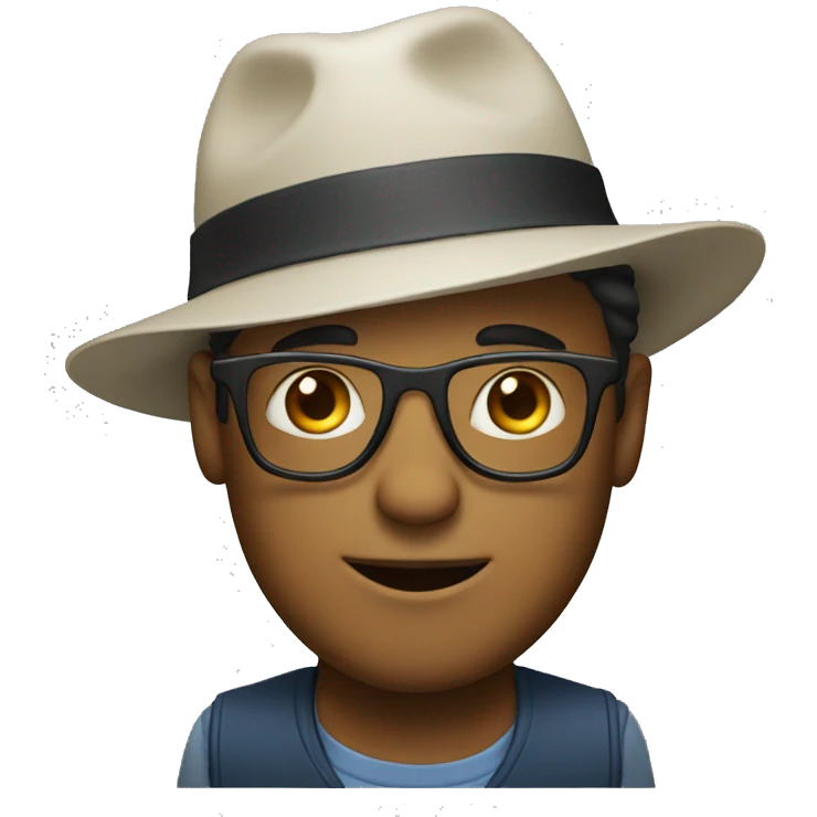 A man with upside glasses and hat emoji