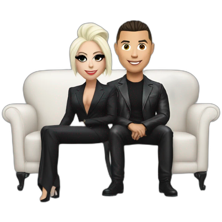 Lady gaga and Ronaldo on a sofa emoji