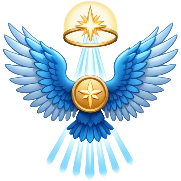 small wings emblem holy light blue emoji