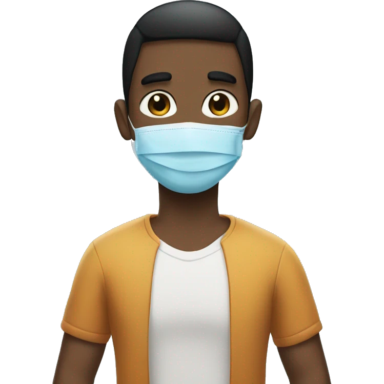 Cartoon boy black hair shaved with beard wearing a face mask  emoji