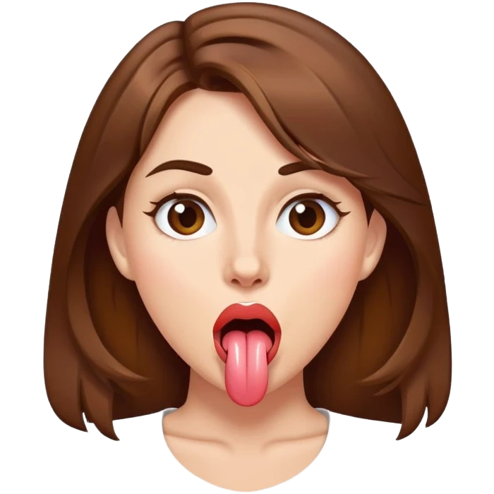 woman with brown hair tongue emoji