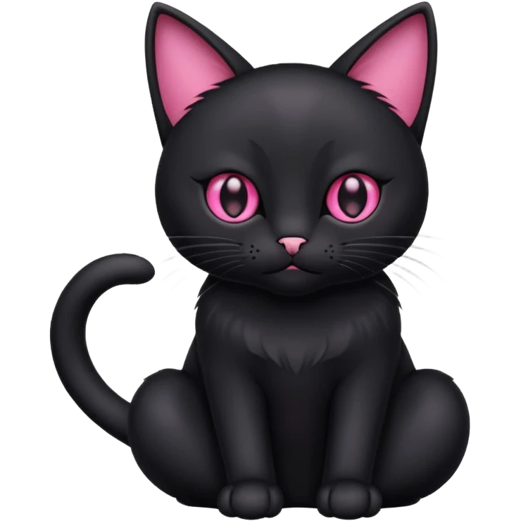 Black cat with pink eyes emoji